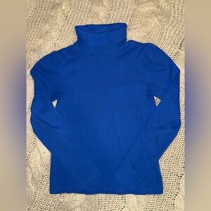 Old Navy Kids Royal Blue Turtleneck Ribbed Puff Sleeve Shirt Size XXL